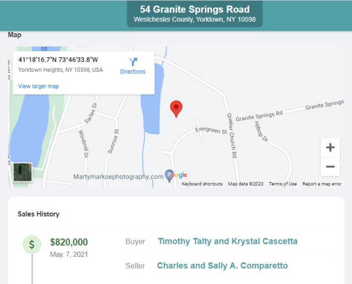 Publicly available records show Dr Krystal Cascetta and her husband purchased a property on 54 Granite Springs Road in 2021