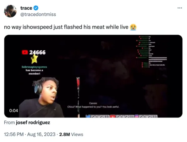 ishowspeed flashes meat
