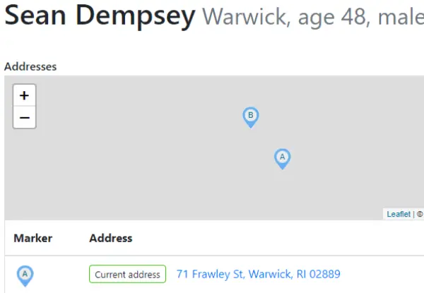 sean dempsey is an occupant of 71 frawley st warwick ri