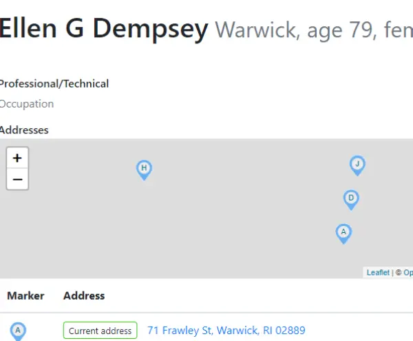 ellen dempsey is an occupant of 71 frawley st warwick ri